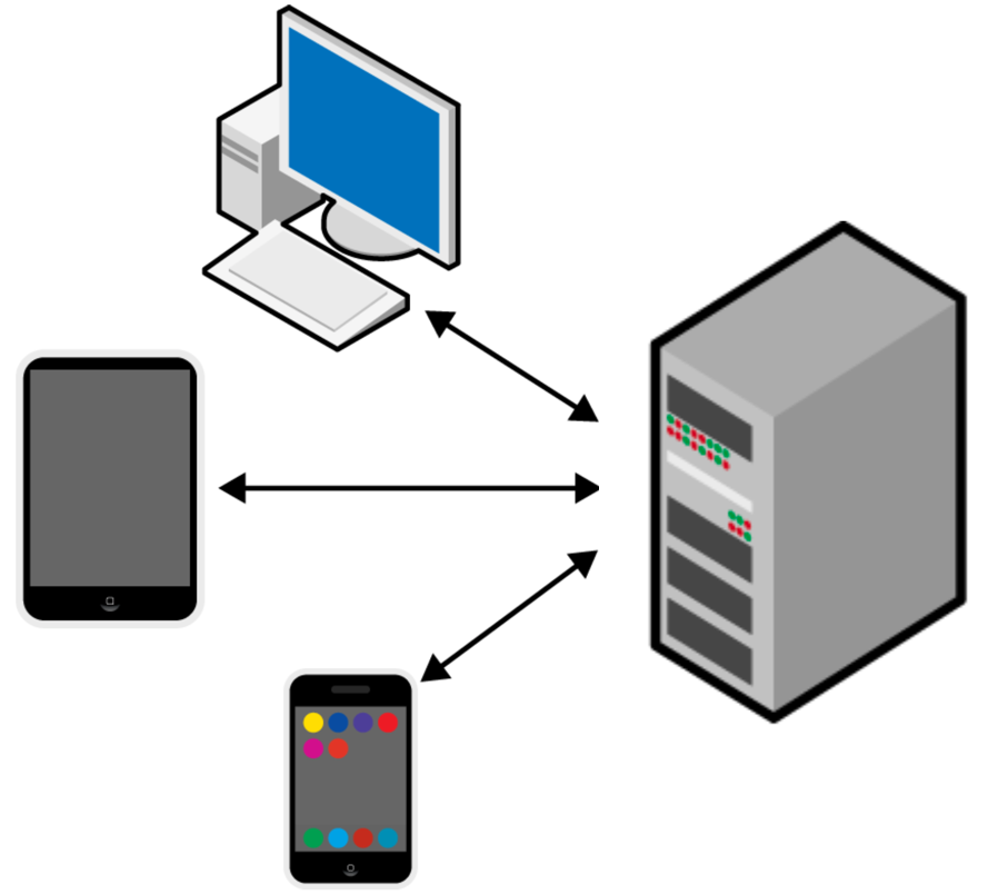 Schematic representation of the client-server architecture